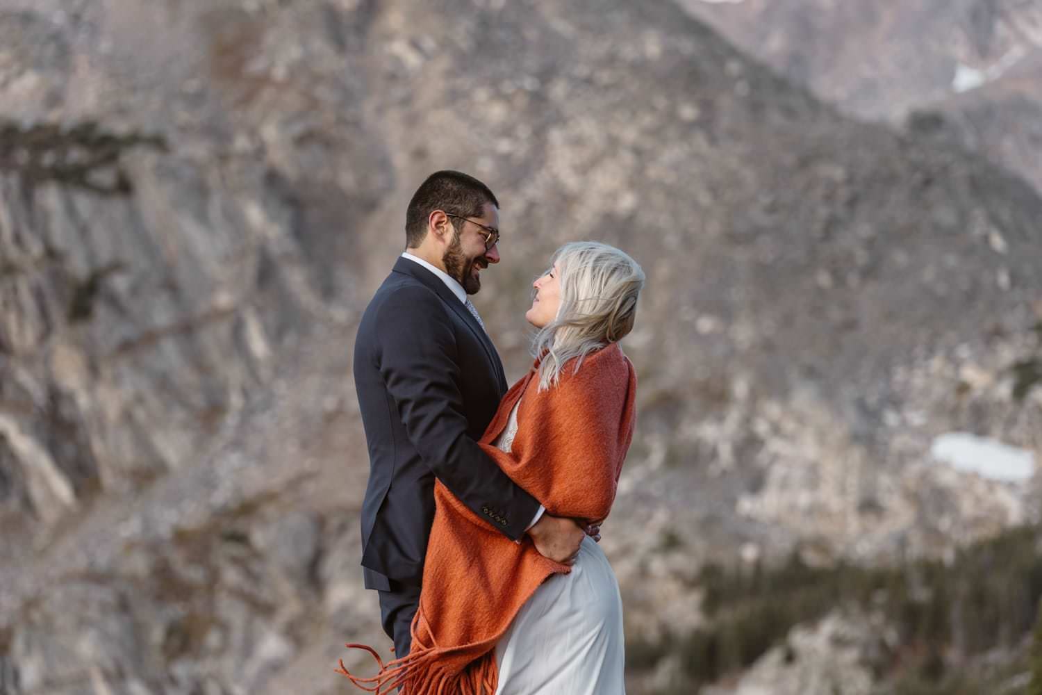 Couple Kissing at Self Solemnizing Elopement near Boulder, Colorado