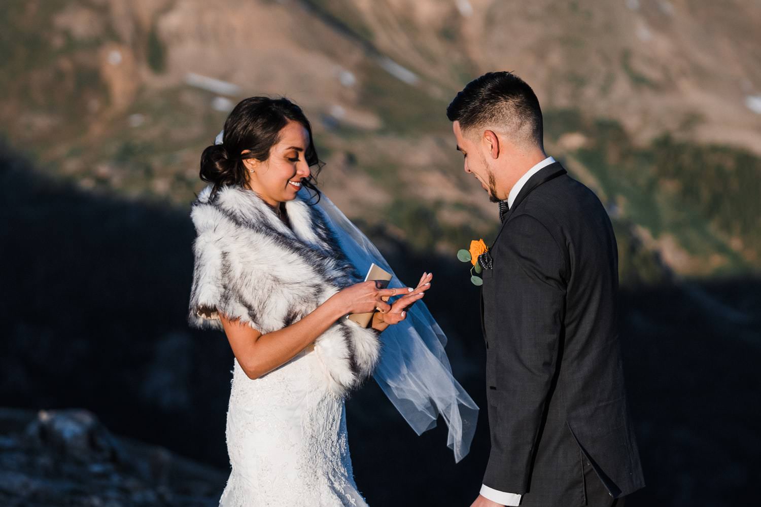 Bride and Groom Vow Ceremony at Independence Pass Elopement