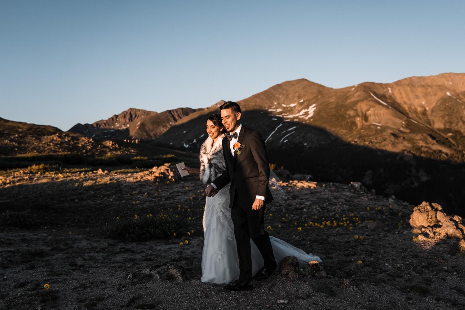 Bride and Groom Vow Ceremony at Independence Pass Elopement