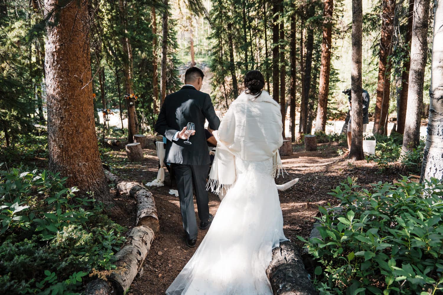 Bride and Groom at Dinner Independence Pass Elopement
