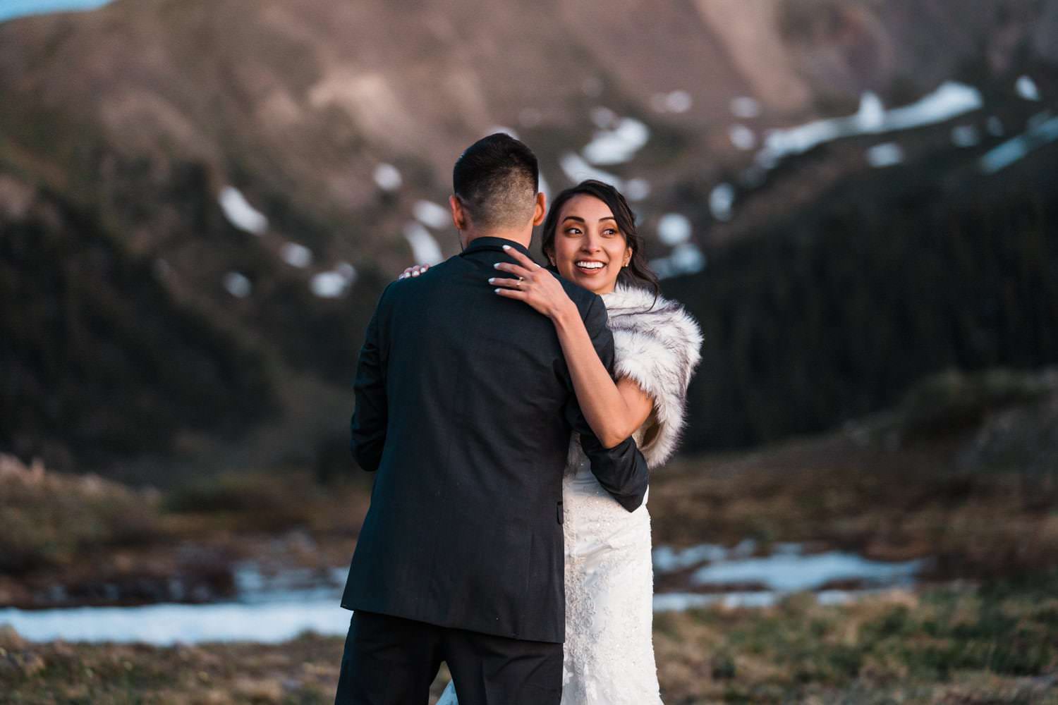 Bride and Groom Dancing at Independence Pass Elopement