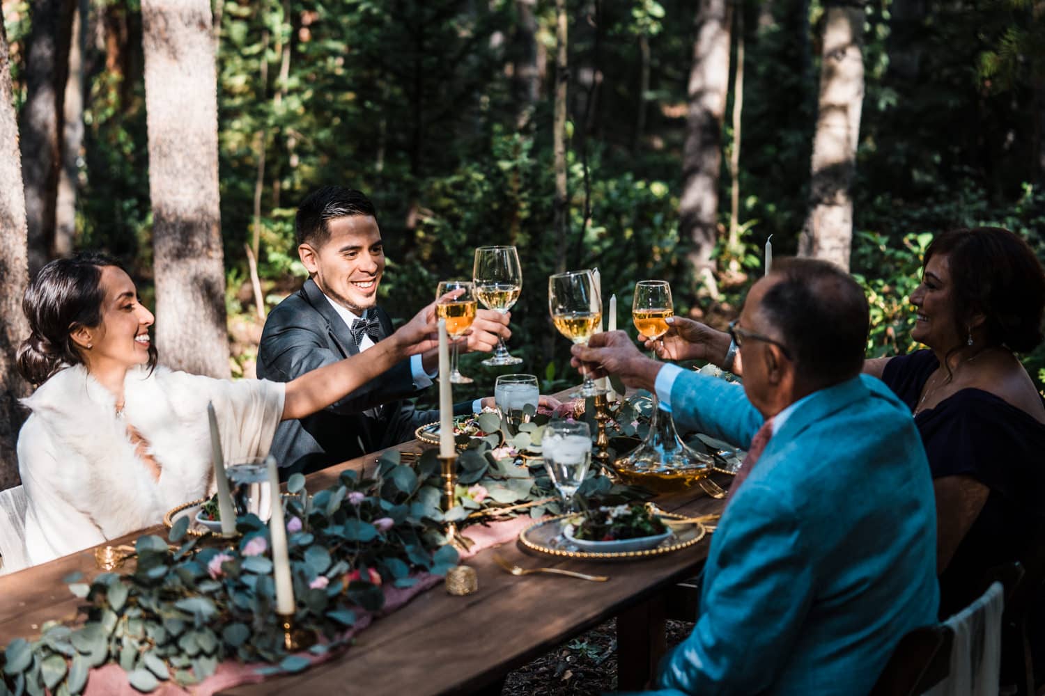 Family at Dinner Independence Pass Elopement