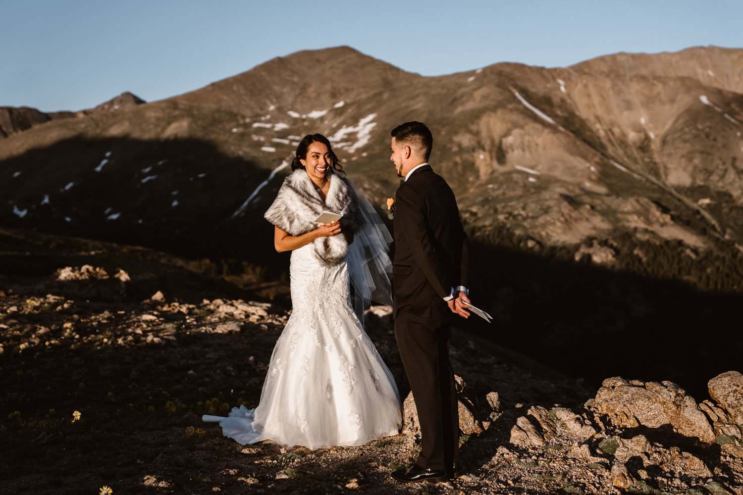 Bride and Groom Vow Ceremony at Independence Pass Elopement