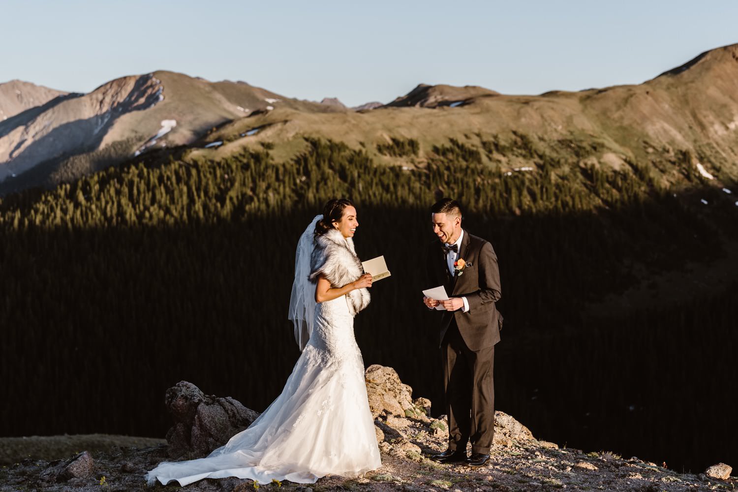 Bride and Groom Vow Ceremony at Independence Pass Elopement